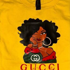 Inspired Gucci Red and Yellow Graphic Short Sleeve Tee.👚👚